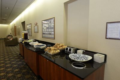 A small breakfast spread outside of some of the conference rooms