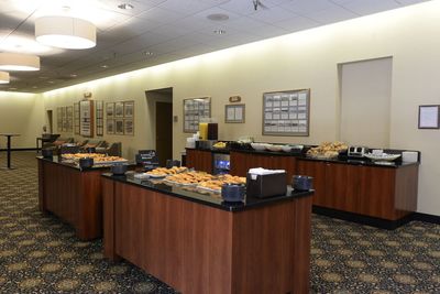 A small breakfast spread outside of some of the conference rooms